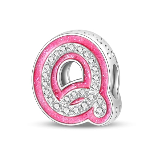 Teleye Pink Letter Q Bead Charm, Perlenarmband Charm, passend für 3mm-4,5mm Armbänder von Teleye
