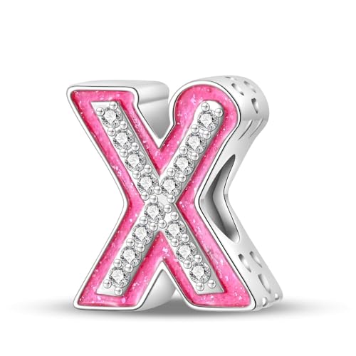 Teleye Pink Letter X Bead Charm, Perlenarmband Charm, passend für 3mm-4,5mm Armbänder von Teleye