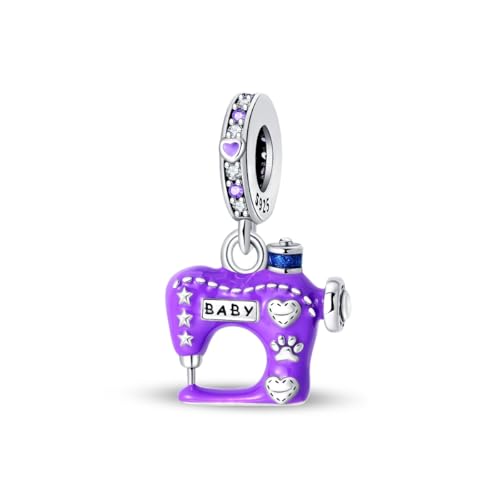 Teleye Puppe Nähmaschine Anhänger Charm, Perlenarmband Charm, Fit für 3mm-4,5mm Armbänder von Teleye
