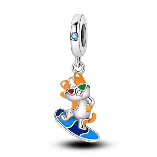 Teleye Puppy Surfing Anhänger Charm, Perlenarmband Charm, Fit für 3mm-4,5mm Armbänder von Teleye