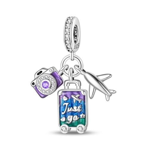 Teleye Reisekoffer-Anhänger Charm, Perlenarmband Charm, Fit für 3mm-4,5mm Armbänder von Teleye