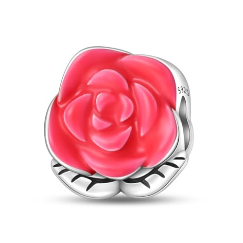 Teleye Romantisch - Heizung Rose Perlen Charme, Perlenarmband Charme, Fit für 3mm-4,5mm Armbänder von Teleye