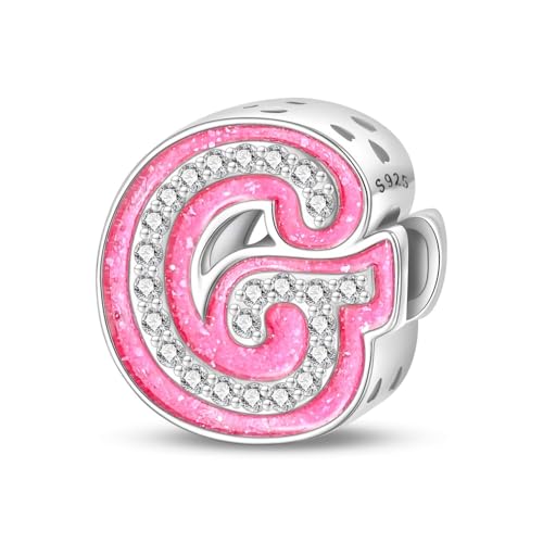 Teleye Rosa Buchstabe G Bead Charm, Perlenarmband Charm, passend für 3mm-4,5mm Armbänder von Teleye