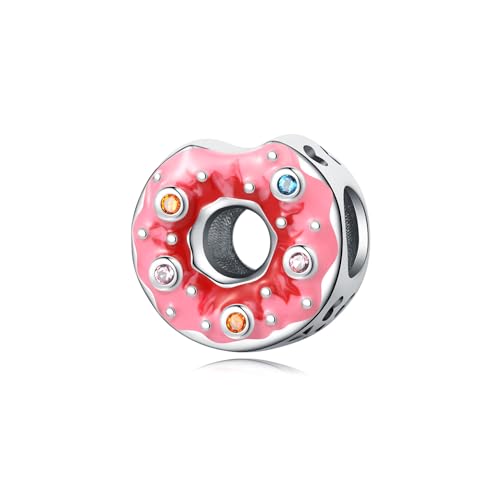 Teleye Rosa Epoxy Donut Perlen Charm, Perlenarmband Charm, Fit für 3mm-4,5mm Armbänder von Teleye