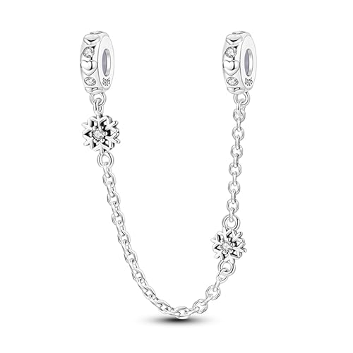 Teleye Schneeflocke Sicherheitskette Charm, Perlenarmband Charm, Fit für 3mm-4,5mm Armbänder von Teleye