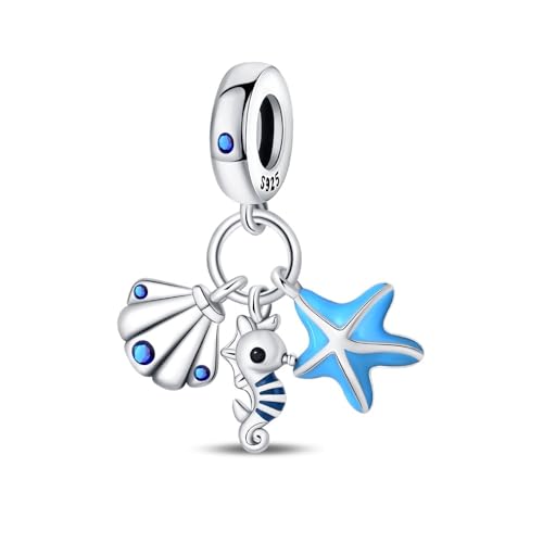 Teleye Seepferdchen Dreiteiliges Set Anhänger Charm, Perlenarmband Charm, Fit für 3mm-4,5mm Armbänder von Teleye