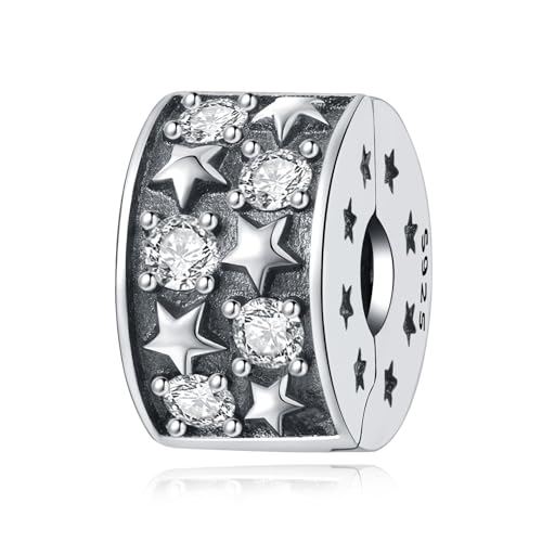 Teleye Star - Compartment Inlaid Stone Fixed Bead Charm, Perlenarmband Charm, Fit für 3mm-4,5mm Armbänder von Teleye