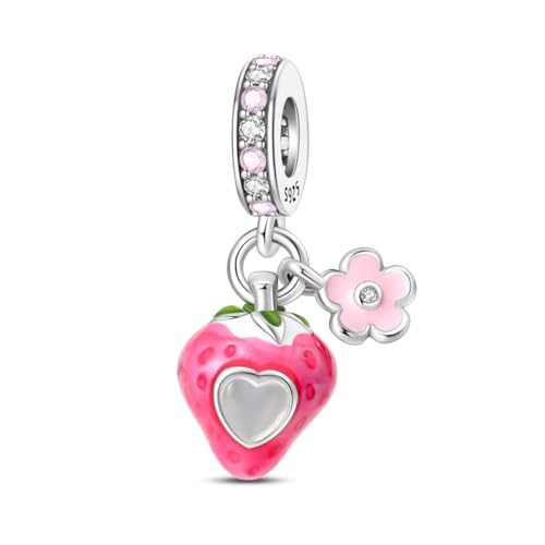 Teleye Strawberry Sweetheart Anhänger Charm, Perlenarmband Charm, Fit für 3mm-4,5mm Armbänder von Teleye