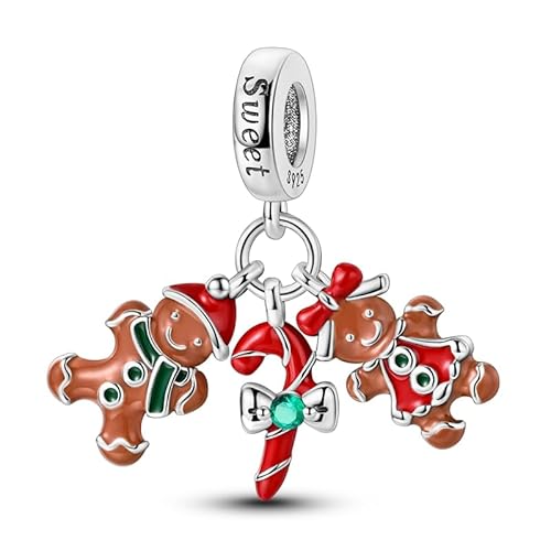 Teleye Süßer Lebkuchenmann Anhänger Charm, Perlenarmband Charm, passend für 3mm-4,5mm Armbänder von Teleye