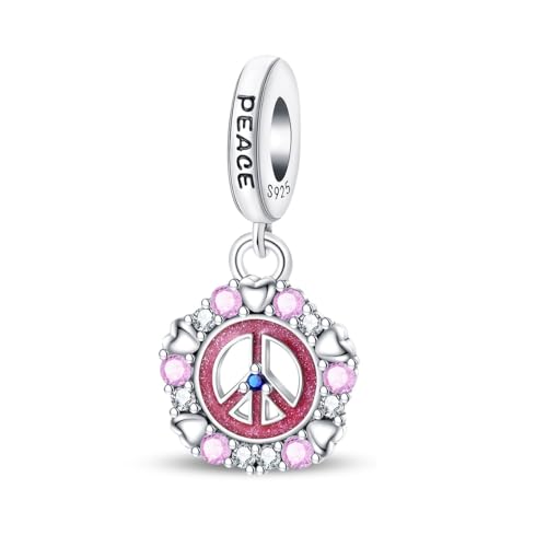 Teleye World Peace Wish Anhänger Charm, Perlenarmband Charm, Fit für 3mm-4,5mm Armbänder von Teleye