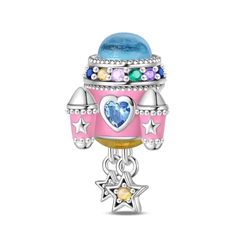 Time Mini Rocket Beads Charm, versilbertes Charm-Armband-Zubehör, kompatibel mit Pandora-Armband-Halskette, Geschenk für Frauen Time Mini Rocket Beads Charm, versilbertes Charm-Armband-Zubehör, kompatibel mit Pandora-Armband-Halskette, Geschenk für Frauen von Teleye