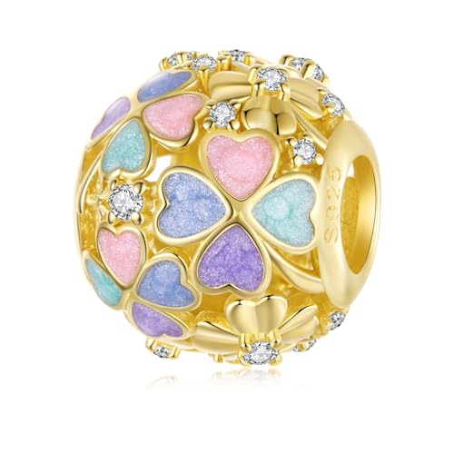 Vierblättriges Kleeblatt Charm, 925 Sterling Silber Charm Armband Zubehör, Kompatibel mit Pandora Armband Halskette von Teleye