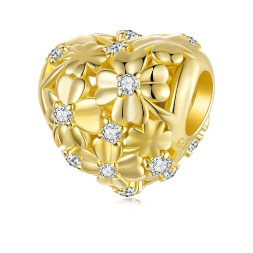 Vierblättriges Kleeblatt Charm, 925 Sterling Silber Charm Armband Zubehör, Kompatibel mit Pandora Armband Halskette von Teleye