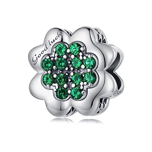 Vierblättriges Kleeblatt-Charm aus 925er-Sterlingsilber, passend für Pandora-Armband-Halskette, SCC2604 von Teleye