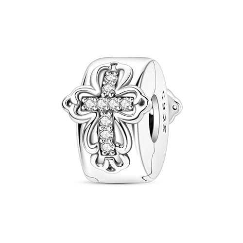 Vintage Cross Fixed Clamp, echte 925 Sterling Silber Perlen Charme, kompatibel mit für Pandora Armband Vintage Cross Fixed Clamp, echte 925 Sterling Silber Perlen Charme, kompatibel mit für Pandora Armband von Teleye