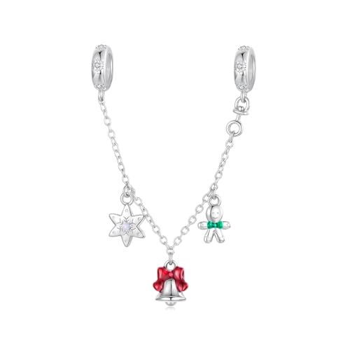 Weihnachten Sicherheitskette Charm, 925 Sterling Silber Charm von Teleye