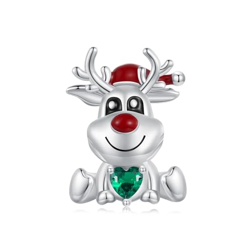 Weihnachts-Elch-Charm aus 925er Sterlingsilber, passend für Pandora-Armband-Halskette, SCC2656 von Teleye