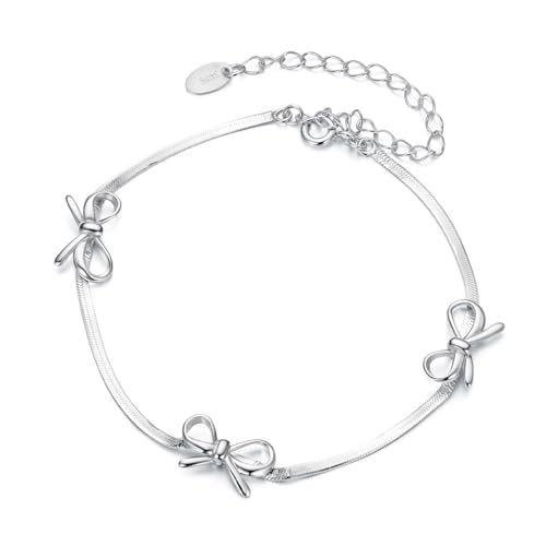 Zarte Schleife Detail Armband, 925 Sterling Silber Armband für Frauen von Teleye