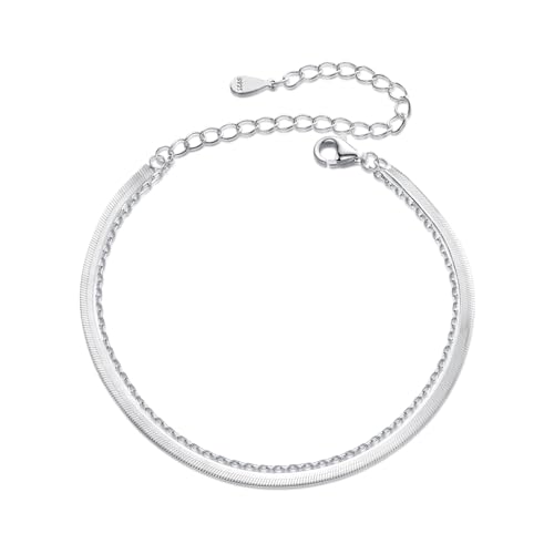 Zartes Double-Layer-Armband, 925 Sterling Silber Armband für Frauen von Teleye