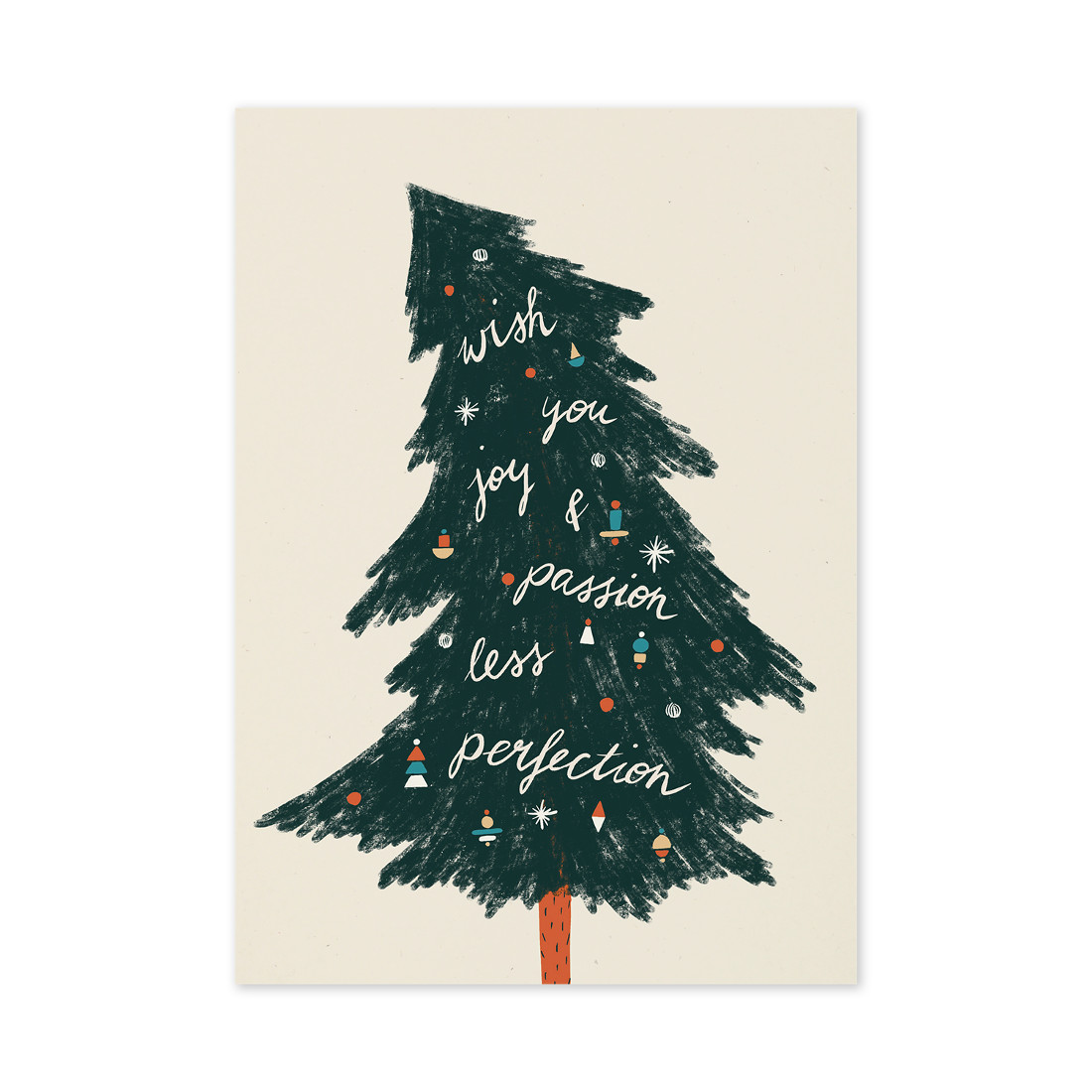 Postkarte Weihnachtsbaum 'Less Perfection' von Tell Me