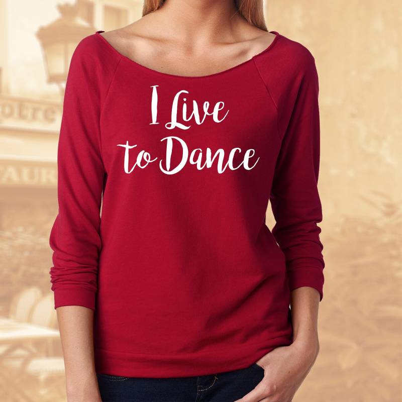 Ich Lebe, Um Zu Tanzen. Damen 3/4 Raglan Ärmel Schulterfreies Shirt. Kostenloser Versand Mehr Farben von TellaTees