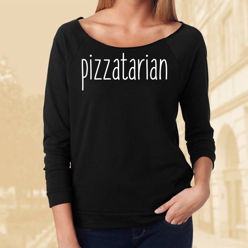 Pizzatrian Shirt Pizza Fan Forever Frauen Raglan Off-Shoulder Sweatshirt von TellaTees