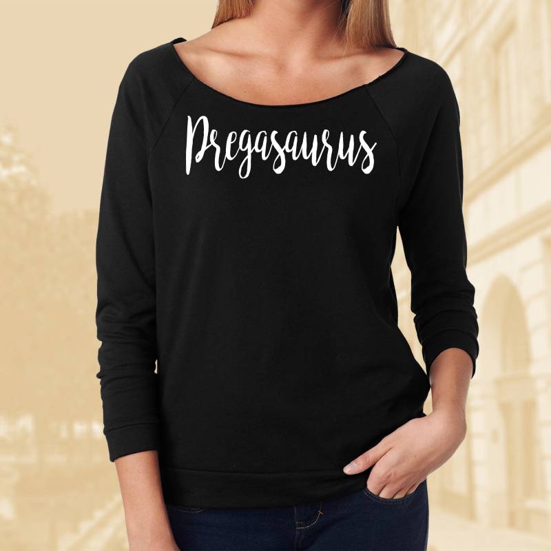 Pregasaurus Shirt. Schwangerschaft Enthüllen Schwangere Af 3/4 Raglan Ärmel Schulterfreies Kaufen Sie 2 Und Bekommen Ein 3 von TellaTees