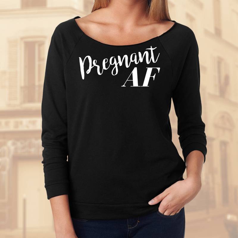 Schwangere Af Shirt. Schwangerschaftsankündigung Sweatshirt 3/4 Raglan Ärmel Schulterfreies Kostenloser Versand Mehr Farben von TellaTees