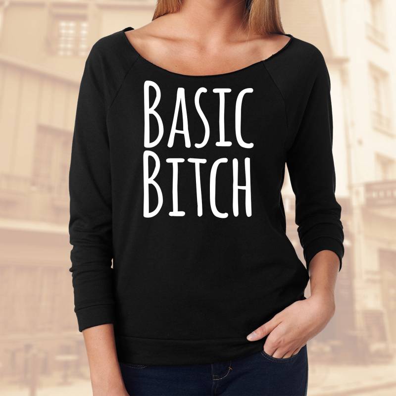 Schwarzes Basic Shirt. Damen 3/4 Raglan Ärmel Schulterfreies Kostenloser Versand Mehr Farben von TellaTees