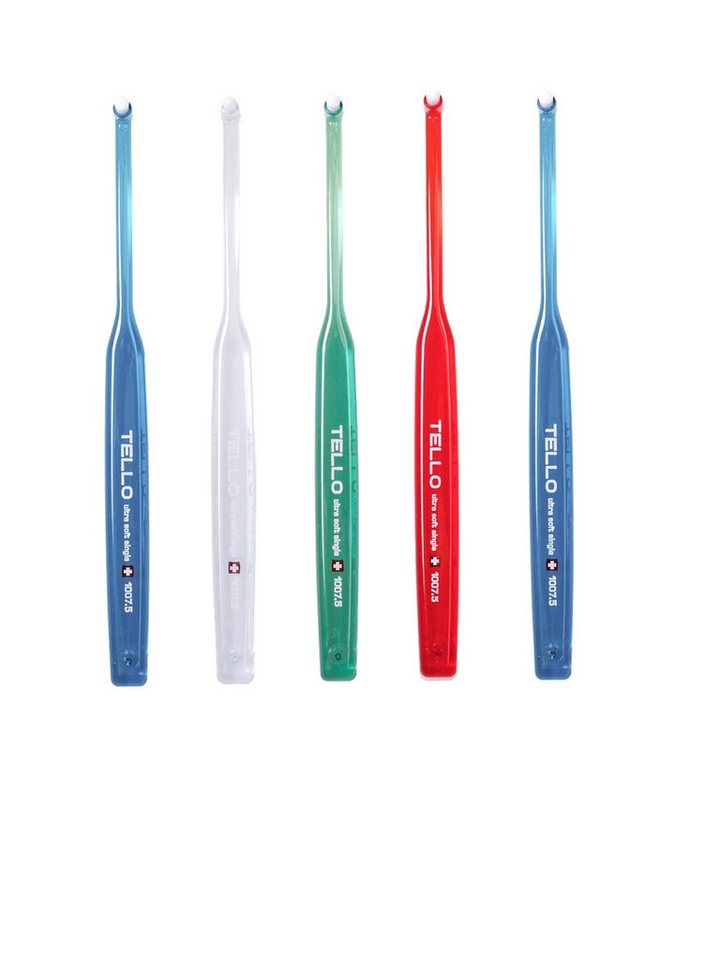Tello GmbH Zahnbürste 5x TELLO 1007.5 Single Ultra Soft - Einbüschelbürste von Tello GmbH