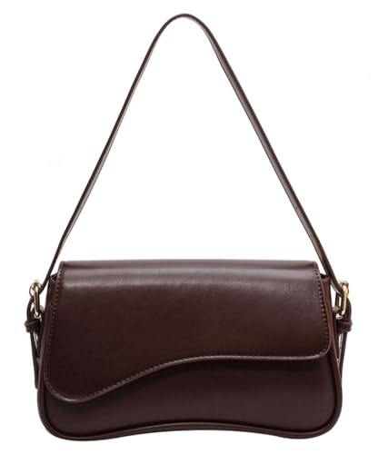 Damen Hobo Umhängetasche Handtaschen Retro Abend Vegan Leder Achseltasche Schulter Tote Taschen 2025, Kaffee, Medium von Tellrain