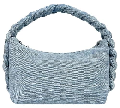 Denim-Geldbörsen für Damen, Umhängetasche, Denim-Geldbörsen und Handtaschen, Jeans-Clutch, kleine Tragetasche, Hobo-Tasche, geknotete Schlinge, Hell, blau, modisch von Tellrain