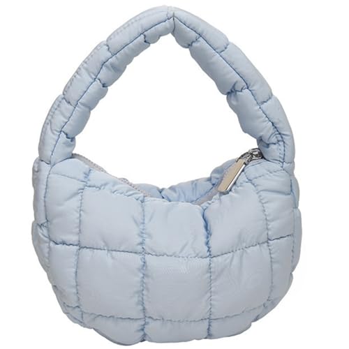 Puffer Bag Damen Mini Gesteppte Süße Bubble Handtasche Halbmond Handgelenk Satchel Y2k Geldbörse, Hell, blau, Small, modisch von Tellrain