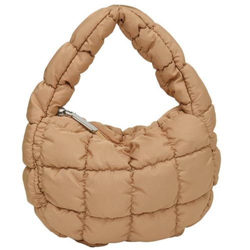 Puffer Bag Damen Mini Gesteppte Süße Bubble Handtasche Halbmond Handgelenk Satchel Y2k Geldbörse, Khaki, Small, modisch von Tellrain