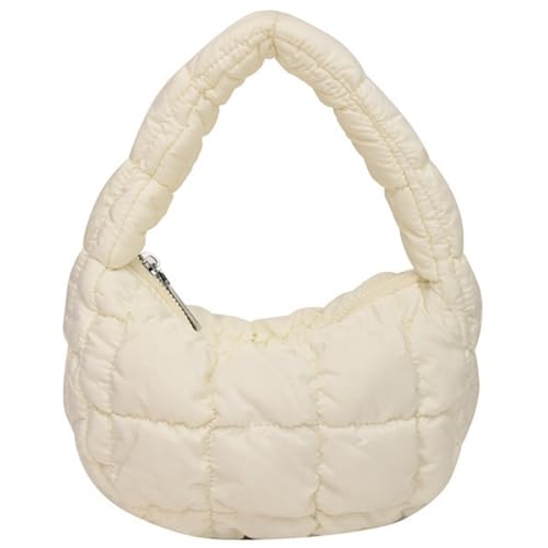 Puffer Bag Damen Mini Gesteppte Süße Bubble Handtasche Halbmond Handgelenk Satchel Y2k Geldbörse, Weiss/opulenter Garten, Small, modisch von Tellrain