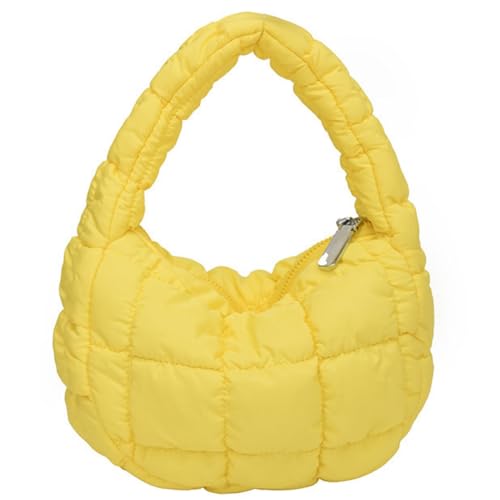 Puffer Bag Damen Mini Gesteppte Süße Bubble Handtasche Halbmond Handgelenk Satchel Y2k Geldbörse, hellgelb, Small, modisch von Tellrain
