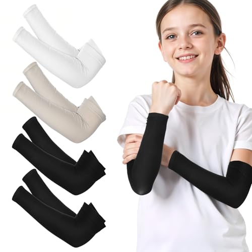 Telooco 4 Paar Arm Sleeve Ärmel Sommer Ärmelschoner Jungen Sonnenschutz Kinder Mädchen UV Sommer Armstulpen Kinder Nylon Armschutz Atmungsaktiv Armmanschette Ärmlinge für Outdoor Sport von Telooco