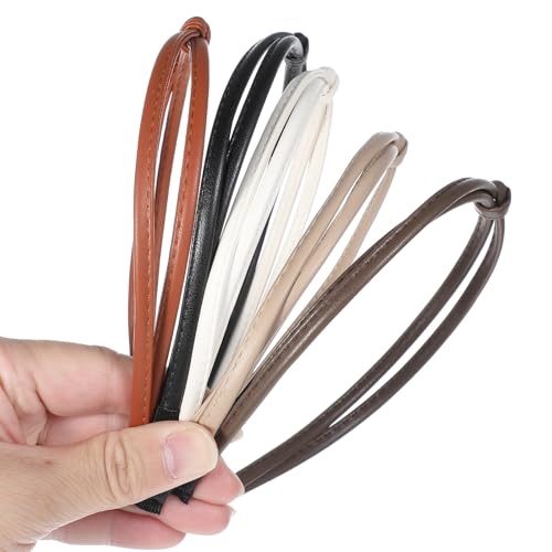 5 Stück Dünne Haarreifen Damen Süße Geknotete Stirnbänder Feine Leder Haarschmuck Vintage Herbst Stirnband Rutschfeste Modische Haarreifen Leder Stirnbänder für Damen Mädchen (5 Farben) von Telooco