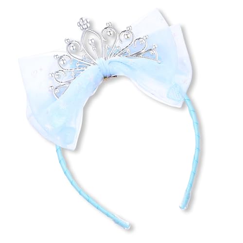 Prinzessin Krone Mädchen Tüllschleife Diademe Süße Tiara Krone Kinder Haarband Prinzessinnen Party Haarreif Glitzernde Exquisite Feenkrone Tiara für Geburtstag Abschlussfeiern (Blau) von Telooco
