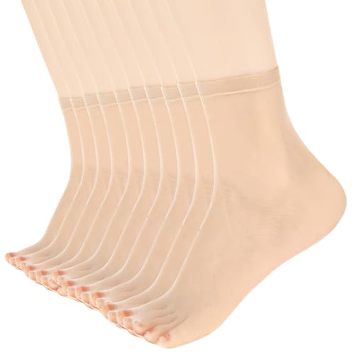 Telooco 10 Paar Nylon Socken Damen Kurze Durchsichtiges Sommersocken Beliebte Seide Socken Atmungsaktive Trachtensocken Nylonstrümpfe Transparente Rockstrümpfe für Frauen und Mädchen von Telooco