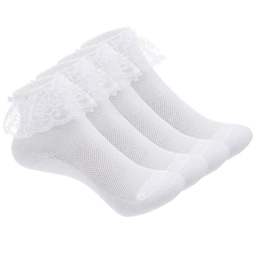 Telooco 4 Paar Rüschen Socken Mädchen Kinder Weiß Lolita Baumwollsocken Söckchen mit Rüschen Spitzen Rüschensocken für 5–7 Jahre Kinder Mädchen Formelle Kleidung und Alltagskleidung Telooco 4 Paar Rüschen Socken Mädchen Kinder Weiß Lolita Baumwollsocken Söckchen mit Rüschen Spitzen Rüschensocken für 5–7 Jahre Kinder Mädchen Formelle Kleidung und Alltagskleidung von Telooco