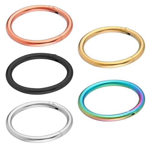 Telooco 5 Stück Nasenring Piercing Ring 18G Nasenring Hoop Nahtlose Nasenringe Chirurgenstahl Pircingssets Nase Klein Septum Piercing Knorpel Tragus Piercingschmuck für Männer Frauen von Telooco