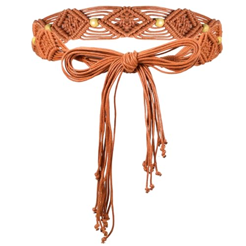 Telooco Boho Flechtgürtel Damen Geflochtener Gürtel mit Quaste Vintage Hohl Damengürtel für Kleider Böhmen Brautgürtel Quasten Taillengürtel Geflochtene Damengürtel für Abendkleid Röcke (Braun) Telooco Boho Flechtgürtel Damen Geflochtener Gürtel mit Quaste Vintage Hohl Damengürtel für Kleider Böhmen Brautgürtel Quasten Taillengürtel Geflochtene Damengürtel für Abendkleid Röcke (Braun) von Telooco