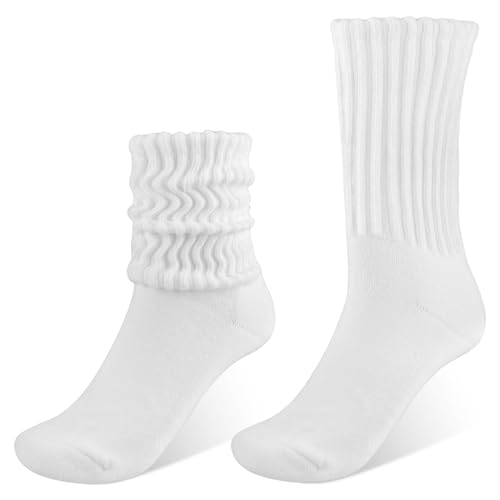 Telooco Damen Slouchy Socks 1 Paar Tennissocken Damen Freizeitsocken Booty Kompressionssocken Weiche Dicke Geschichtete Socken Stiefelsocken für Herbst- und Winterwärme (Weiß) von Telooco