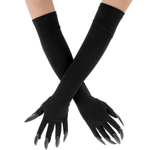 Telooco Ellenbogenlange Handschuhe Schwarz Halloween Fingerhandschuhe Damen Kostümparty Nagelhandschuhe Lange Halloween Pfotenhandschuhe Wolfskralle Nägel Partyhandschuhe für Frauen Damen Telooco Ellenbogenlange Handschuhe Schwarz Halloween Fingerhandschuhe Damen Kostümparty Nagelhandschuhe Lange Halloween Pfotenhandschuhe Wolfskralle Nägel Partyhandschuhe für Frauen Damen von Telooco