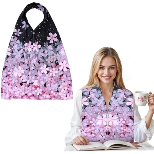 Telooco Lätzchen für Erwachsene Lustig Wasserdicht Schlabberlatz mit Schnalle 165×36 cm Essschal Damen Erwachsene Lätzchen Wiederverwendbar Sakura Latz Serviettenschal Esszimmer Kleidungsschutz von Telooco