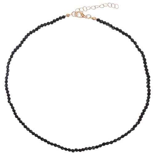 Telooco Schwarz Perlenkette Damen Choker Halskette 3mm Perlenhalsband Damen Boho Kristall Halskette Trachtenkette Perlen Choker für Cosplay Teeparty Geburtstagsfeier Partygeschenk von Telooco