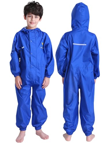 Temhou Regenanzug Kinder Regenoverall Kinder Matschanzug Mädchen Wasserdicht Jungen Regenjacken Regenbekleidung Outdoor von Temhou