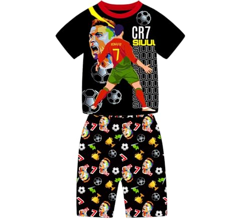 Fußball Fans Kinder Pyjamas Jungen Mädchen Pjs Cartoon No.7 Homewear Nachtwäsche Kurzarm Nachtwäsche Pyjamas Schlafanzug (DE/NL/SE/PL, Alter, 10 Jahre, 11 Jahre, Regular, red) von Temolie
