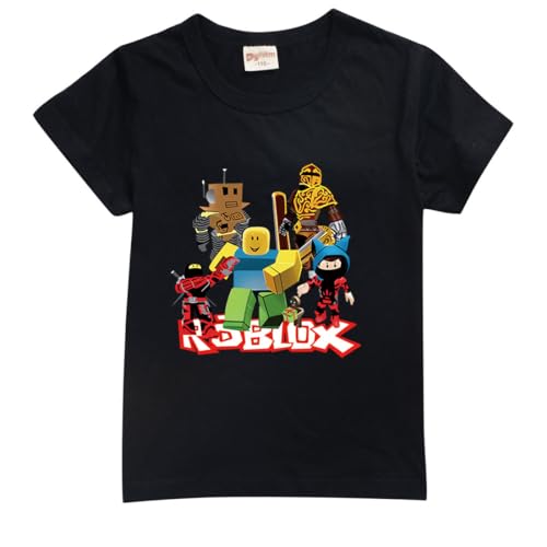 Roblox T-Shirt Sommer Jungen Mädchen Schwarz Sweatshirt für Kinder und Jugendliche 3-12 Jahre Gamer Fans Kleidung Geschenke, Schwarz , 9-10 Jahre von Temolie